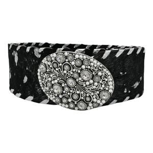 Pat Dahnke Crystal Buckle Ponyhair Belt Size Estimated Small / Medium